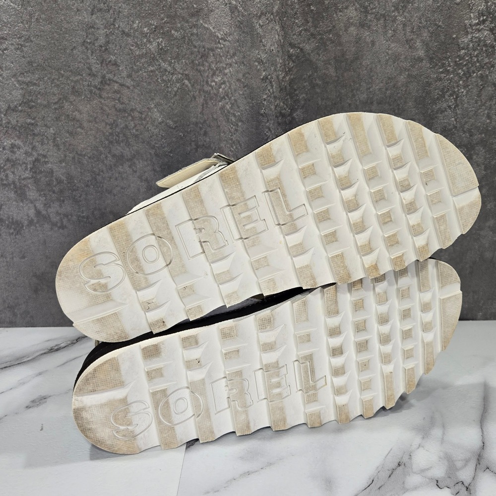 Sorel Roaming Buckle T-Strap Sandals Womens 8 White Leather Sporty Casual Flat - Picture 9 of 9